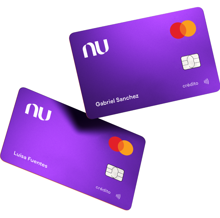 Imagen de dos tarjetas de credito Nu alineadas al centro