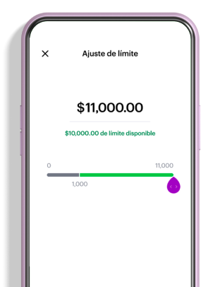 Fotografía de un smartphone con la app Nu abierta en la sección para configurar tu tarjeta y ajustar tu límite de crédito