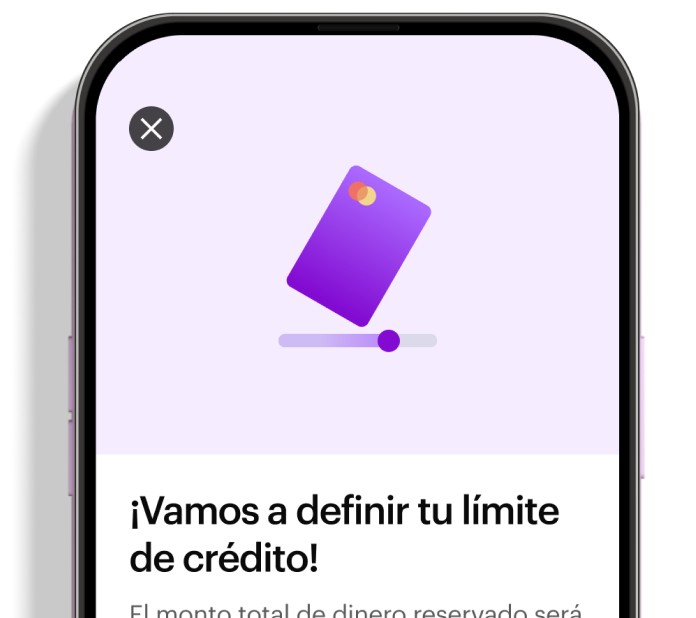 Imagen de un smartphone con la app Nu abierta en la sección de limite inicial