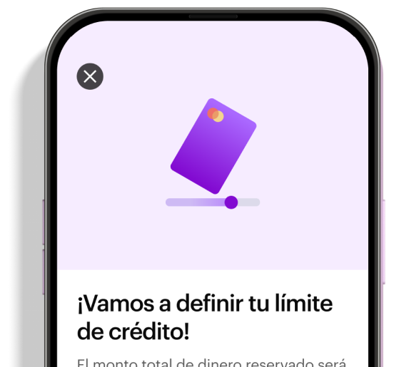 Imagen de un smartphone con la app Nu abierta en la sección de limite inicial